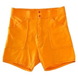 Vtg Gym Coach Shorts 70s-80s Medalist Sand-Knit SZ LG Retro Orange Stretch Nylon